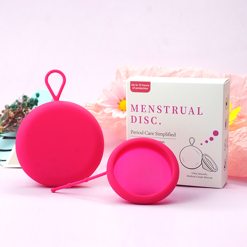 Menstrual Cup Silicone - Disco menstrual feminino com cabo reutilizável